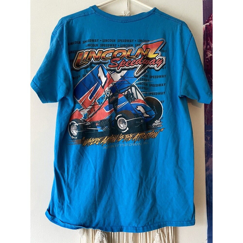 RETRO Mens Blue Car Hot Rod Tee Shirt S/S L Mens